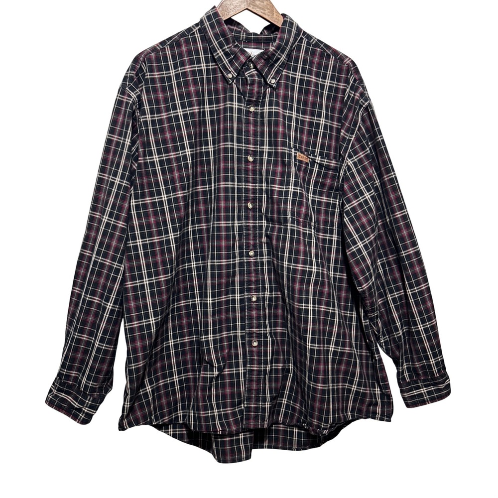 Carhartt Mens Workwear Gorpcore Button Down Shirt 2XL Black Plaid Grunge Outdoor